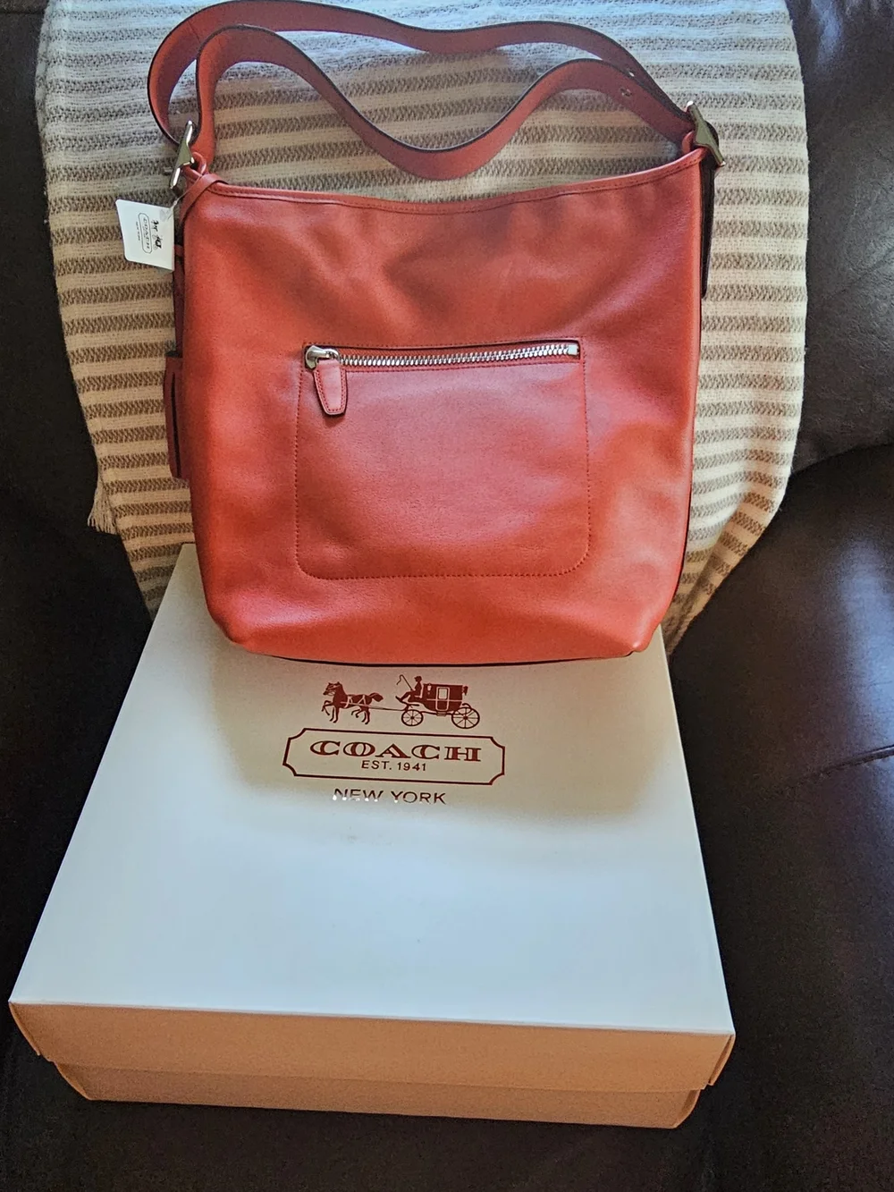 Coach Red Leather Hobo Bag